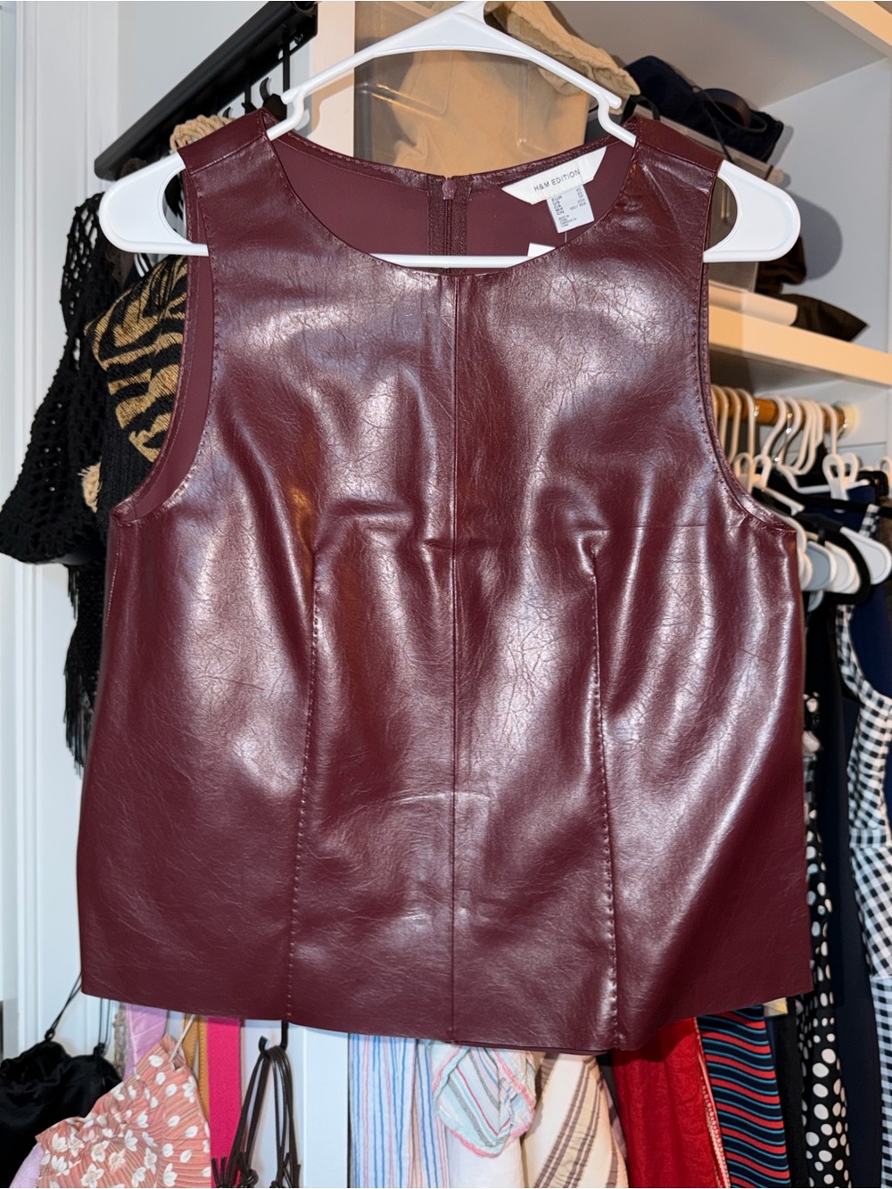 H&M Faux Leather Sleeveless Top - Maroon